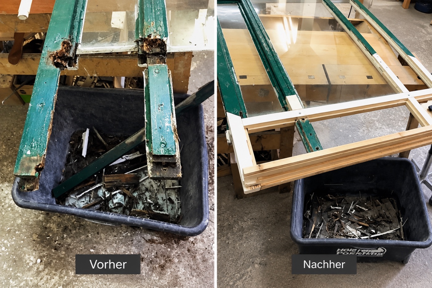 Historische Holzfenster vorher und nachher